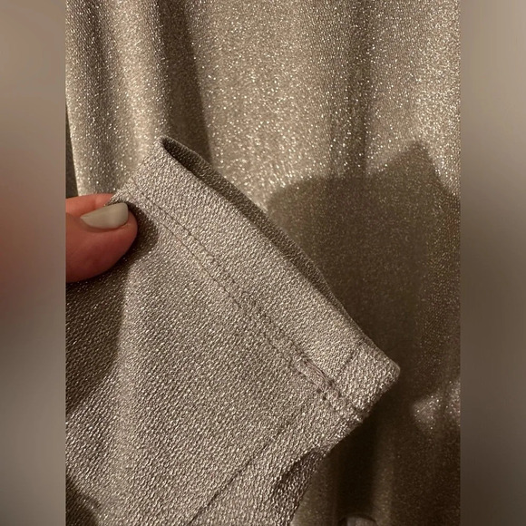 NWT J. CREW Sparkly Metallic Silver Shimmer Mock Turtleneck LARGE Stretch - Picture 3 of 10